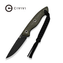CIVIVI Rhexen Tan & OD Green G10 Contoured Handle (3.09" Black Stonewashed 14C28N Blade) C25065 Sample2, With 1PC Black Lanyard, Black Kydex Sheath & T - Clip - CIVIVI