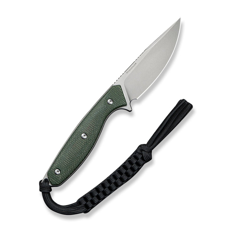 CIVIVI Riftedge Fixed Blade Knife Green Canvas Micarta Handle (3.01" Stonewashed 14C28N Blade) C25050 Sample1, With 1PC Black Lanyard, Black Kydex Sheath & T - Clip