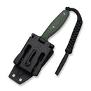 CIVIVI Riftedge Fixed Blade Knife Green Canvas Micarta Handle (3.01" Stonewashed 14C28N Blade) C25050 Sample1, With 1PC Black Lanyard, Black Kydex Sheath & T - Clip