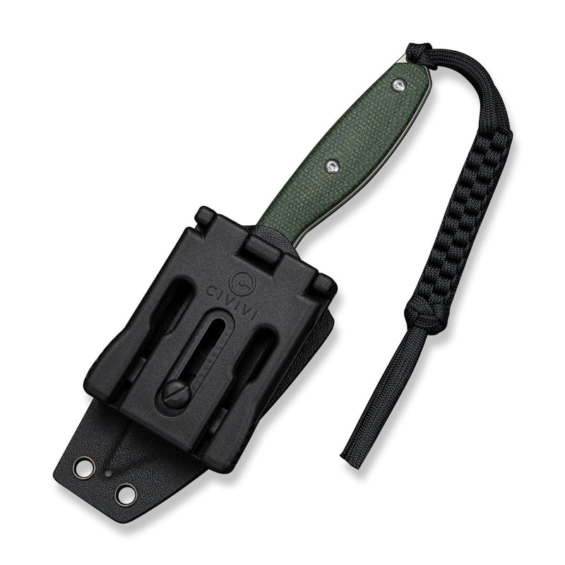 CIVIVI Riftedge Fixed Blade Knife Green Canvas Micarta Handle (3.01" Stonewashed 14C28N Blade) C25050 Sample1, With 1PC Black Lanyard, Black Kydex Sheath & T - Clip