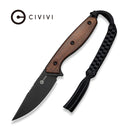 CIVIVI Riftedge Fixed Blade Knife Iron Wood Handle (3.01" Black Stonewashed 14C28N Blade) C25050 Sample2, With 1PC Black Lanyard, Black Kydex Sheath & T - Clip