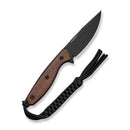 CIVIVI Riftedge Fixed Blade Knife Iron Wood Handle (3.01" Black Stonewashed 14C28N Blade) C25050 Sample2, With 1PC Black Lanyard, Black Kydex Sheath & T - Clip