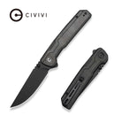 CIVIVI Rushline Flipper & Thumb Stud Knife Black Canvas Micarta Handle (3.62" Black Stonewashed 14C28N Blade) C25048B Sample2