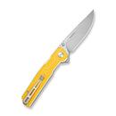 CIVIVI Rushline Flipper & Thumb Stud Knife Yellow & White G10 Handle (3.62" Stonewashed 14C28N Blade) C25048B Sample1
