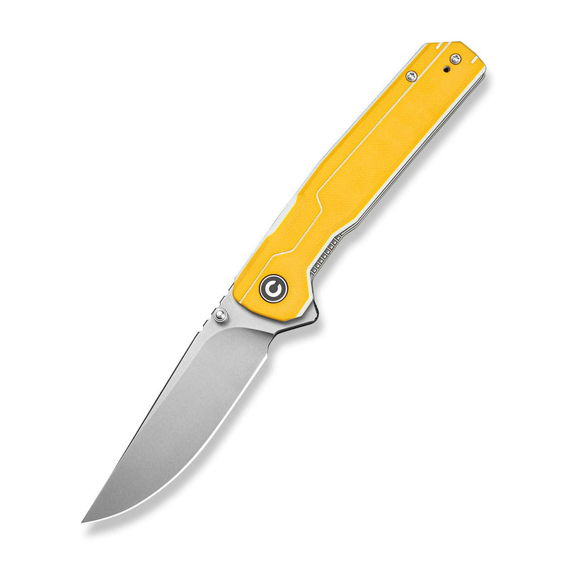 CIVIVI Rushline Flipper & Thumb Stud Knife Yellow & White G10 Handle (3.62" Stonewashed 14C28N Blade) C25048B Sample1