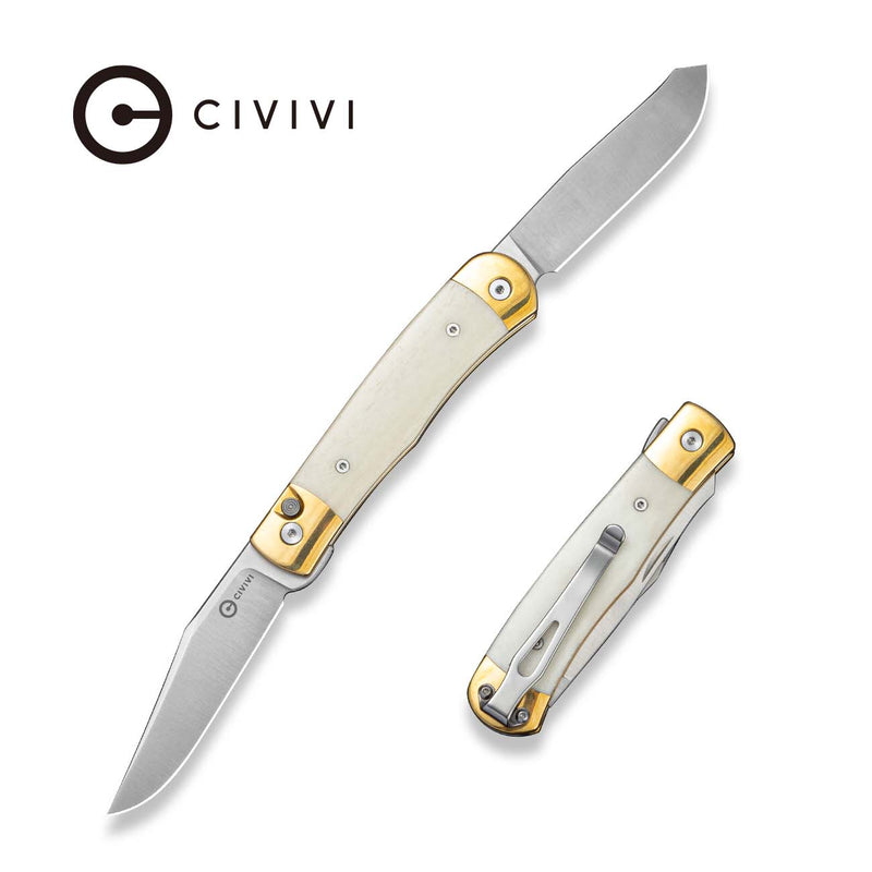 CIVIVI Sample Button Lock & Slip Joint Knife Nickel Silver With Bone I