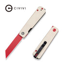 CIVIVI Scarlet Sendy Flipper Knife Ivory G10 Handle Includes 1PC Steel Tweezers & Toothpick In The Handle (2.74"" Red Painted Nitro - V Blade) C26011 Sample1 - CIVIVI