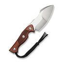 CIVIVI Scoopth Fixed Blade Knife Guibourtia Wood Handle (4.77" Satin Finished Nitro - V Blade) C24045B Sample1, With 1PC Black Lanyard, Black Kydex Sheath & T - Clip