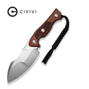 CIVIVI Scoopth Fixed Blade Knife Guibourtia Wood Handle (4.77" Satin Finished Nitro - V Blade) C24045B Sample1, With 1PC Black Lanyard, Black Kydex Sheath & T - Clip