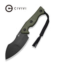 CIVIVI Scoopth Fixed Blade Knife OD Green G10 Handle (4.77" Black Stonewashed Nitro - V Blade) C24045 Sample3, With 1PC Black Lanyard, Black Kydex Sheath & T - Clip