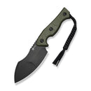 CIVIVI Scoopth Fixed Blade Knife OD Green G10 Handle (4.77" Black Stonewashed Nitro - V Blade) C24045 Sample3, With 1PC Black Lanyard, Black Kydex Sheath & T - Clip