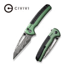 CIVIVI Sentinel Strike Flipper & Thumb Stud & Thumb Hole & Button Lock Knife Aluminum & FRN Handle (3.7" Damascus Blade) C22025B - DS1 - CIVIVI