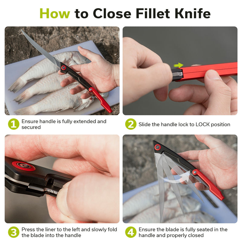 CIVIVI Shawka Folding Fillet Knife Aluminum Handle (5.81" 14C28N Blade) C22029B - 1, With 1PC Black Nylon Sheath