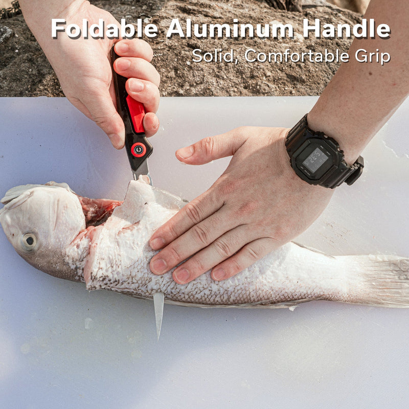 CIVIVI Shawka Folding Fillet Knife Aluminum Handle (5.81" 14C28N Blade) C22029B - 1, With 1PC Black Nylon Sheath