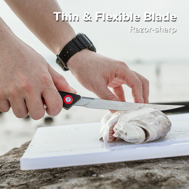 CIVIVI Shawka Folding Fillet Knife Aluminum Handle (5.81" 14C28N Blade) C22029B - 1, With 1PC Black Nylon Sheath