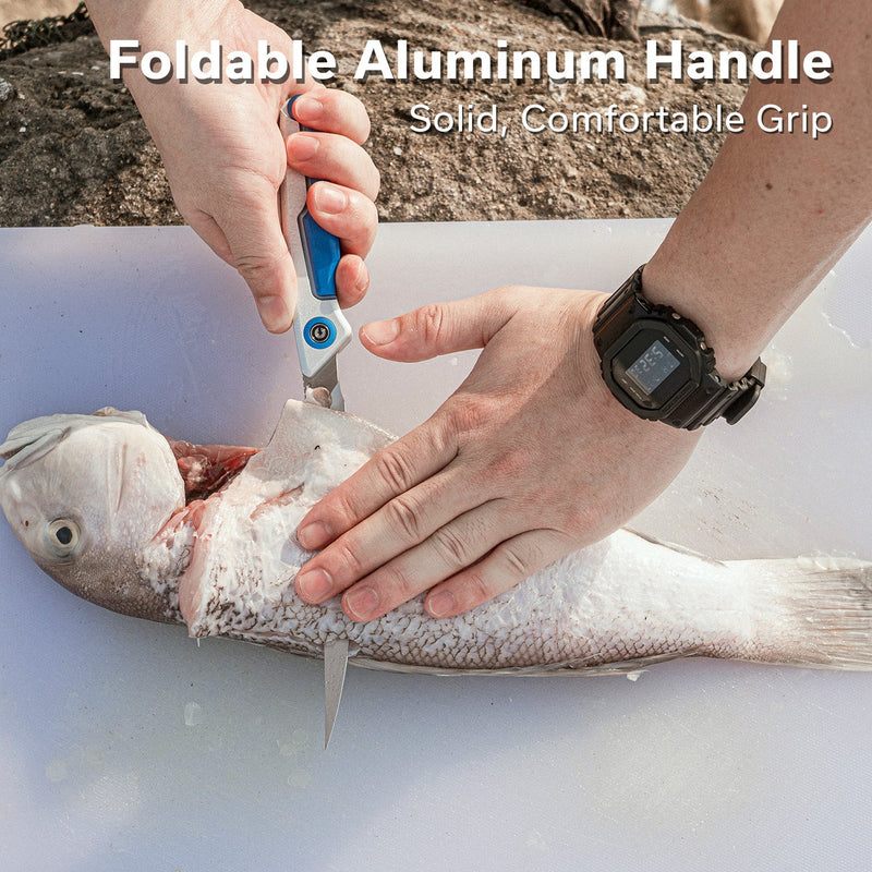 CIVIVI Shawka Folding Fillet Knife Aluminum Handle (5.81" 14C28N Blade) C22029B - 2, With 1PC Black Nylon Sheath