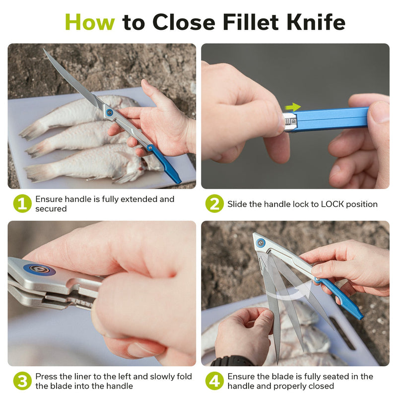 CIVIVI Shawka Folding Fillet Knife Aluminum Handle (5.81" 14C28N Blade) C22029B - 2, With 1PC Black Nylon Sheath