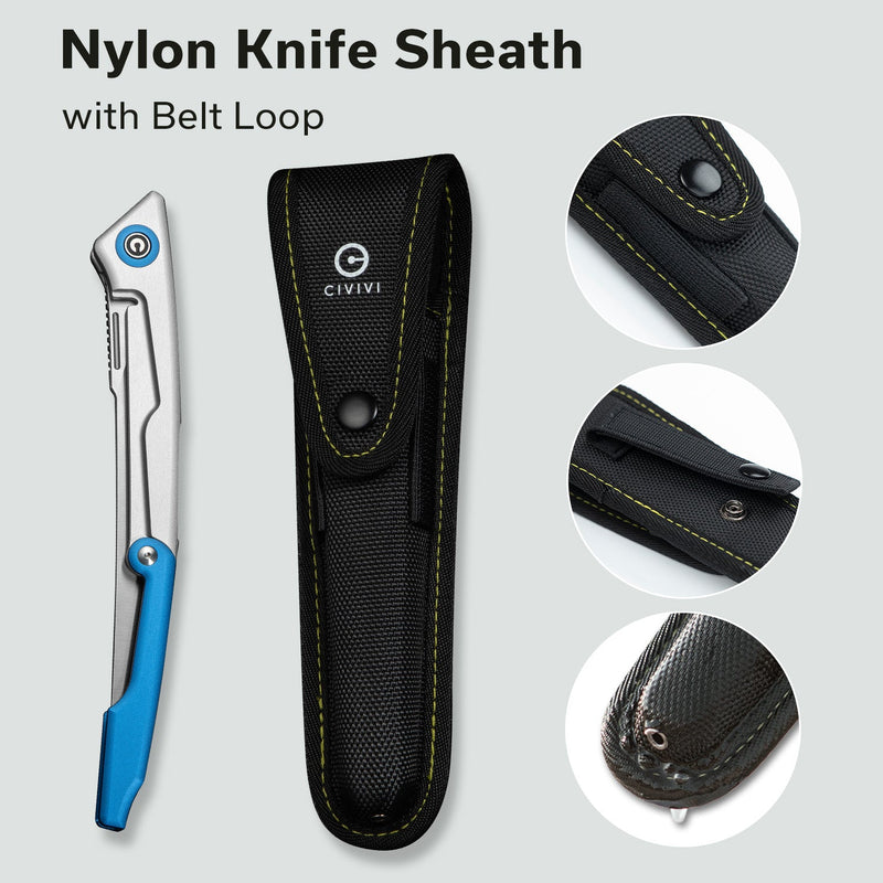 CIVIVI Shawka Folding Fillet Knife Aluminum Handle (5.81" 14C28N Blade) C22029B - 2, With 1PC Black Nylon Sheath