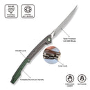 CIVIVI Shawka Folding Fillet Knife Aluminum Handle (5.81" 14C28N Blade) C22029B - 3, With 1PC Black Nylon Sheath