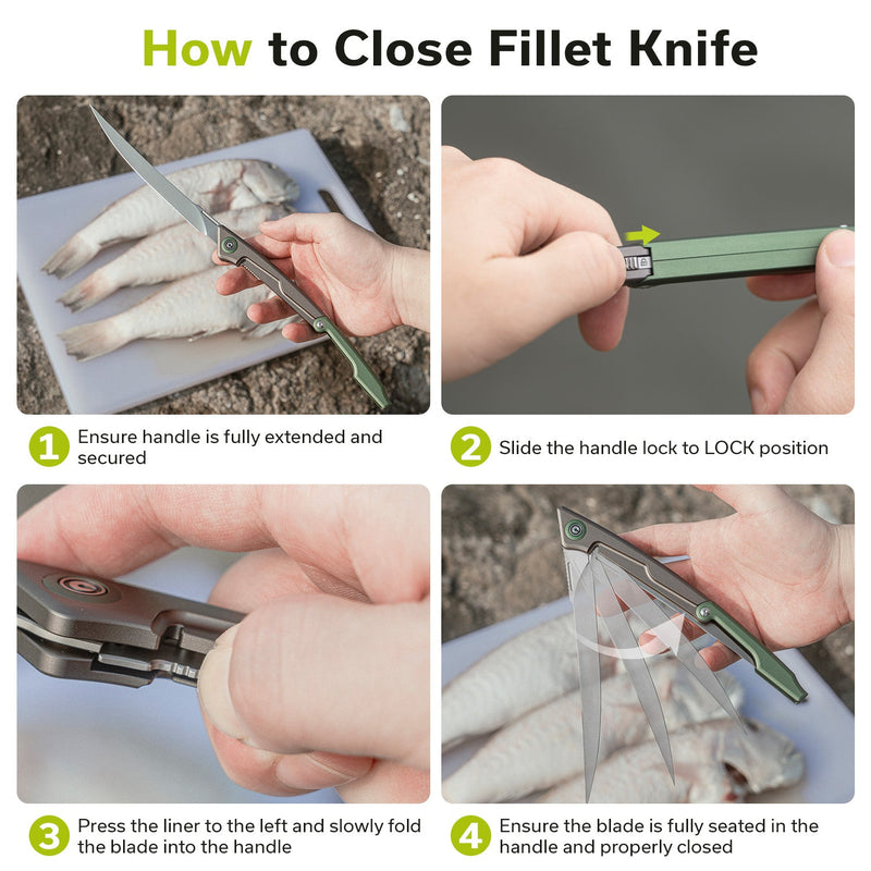 CIVIVI Shawka Folding Fillet Knife Aluminum Handle (5.81" 14C28N Blade) C22029B - 3, With 1PC Black Nylon Sheath