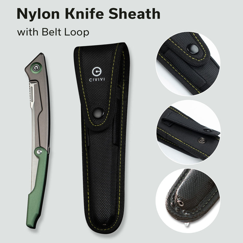 CIVIVI Shawka Folding Fillet Knife Aluminum Handle (5.81" 14C28N Blade) C22029B - 3, With 1PC Black Nylon Sheath