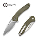 CIVIVI Shryke Flipper & Thumb Hole Knife Olive Canvas Micarta Handle (3.21" Satin Finished Nitro - V Blade) C25052 Sample2 - CIVIVI