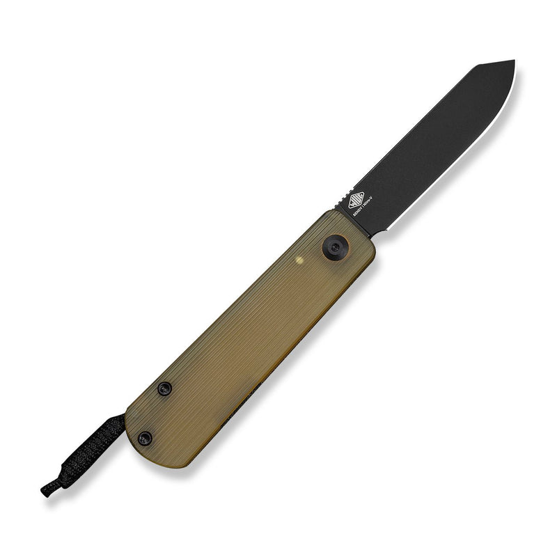 CIVIVI Slippy Sendy Slip Joint Knife Milled Bead Blasted Yellow Ultem Handle (2.81" Black Stonewashed Nitro - V Blade) C24075A - 1, With Black Paracord Lanyard Attached