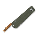 CIVIVI Slippy Sendy Slip Joint Knife Milled Green & Red G10 Handle (2.81" Satin Finished Nitro - V Blade) C24075B - 1, With Brown Leather Lanyard Attached