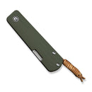 CIVIVI Slippy Sendy Slip Joint Knife Milled Green & Red G10 Handle (2.81" Satin Finished Nitro - V Blade) C24075B - 1, With Brown Leather Lanyard Attached