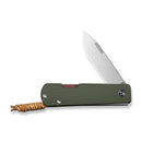 CIVIVI Slippy Sendy Slip Joint Knife Milled Green & Red G10 Handle (2.81" Satin Finished Nitro - V Blade) C24075B - 1, With Brown Leather Lanyard Attached