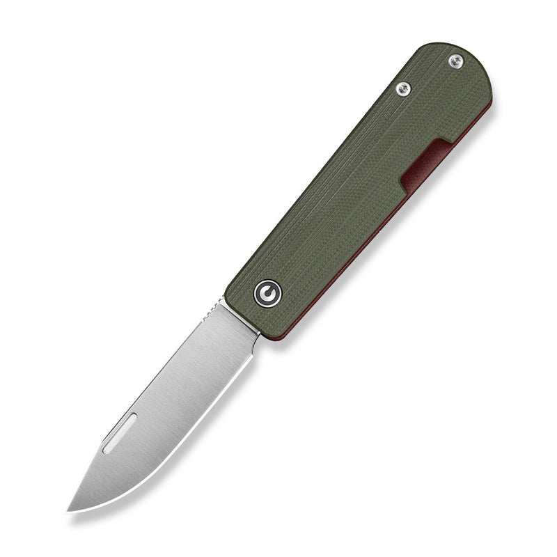 CIVIVI Slippy Sendy Slip Joint Knife Milled Green & Red G10 Handle (2.81" Satin Finished Nitro - V Blade) C24075B Sample2
