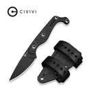 CIVIVI SŌKN Fixed Blade Knife Black G10 Handle (2.82" Black Stonewashed Nitro - V Blade) C22027 - 3, With 1PC Black Kydex Sheath & 2PCS Black Straps