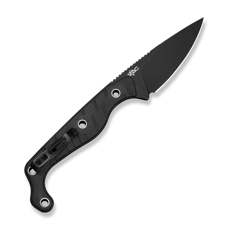 CIVIVI SŌKN Fixed Blade Knife Black G10 Handle (2.82" Black Stonewashed Nitro - V Blade) C22027 - 3, With 1PC Black Kydex Sheath & 2PCS Black Straps
