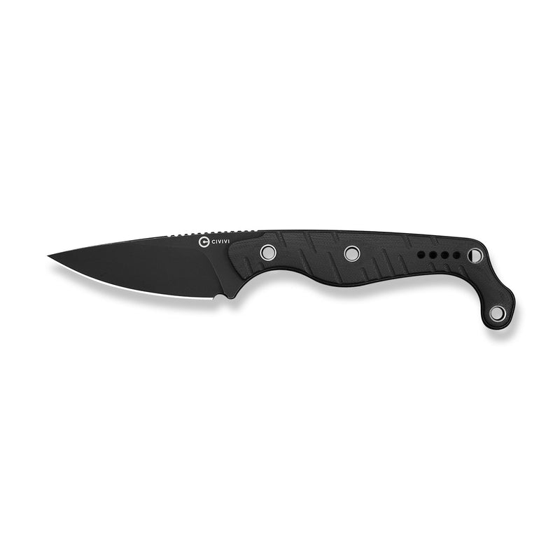 CIVIVI SŌKN Fixed Blade Knife Black G10 Handle (2.82" Black Stonewashed Nitro - V Blade) C22027 - 3, With 1PC Black Kydex Sheath & 2PCS Black Straps