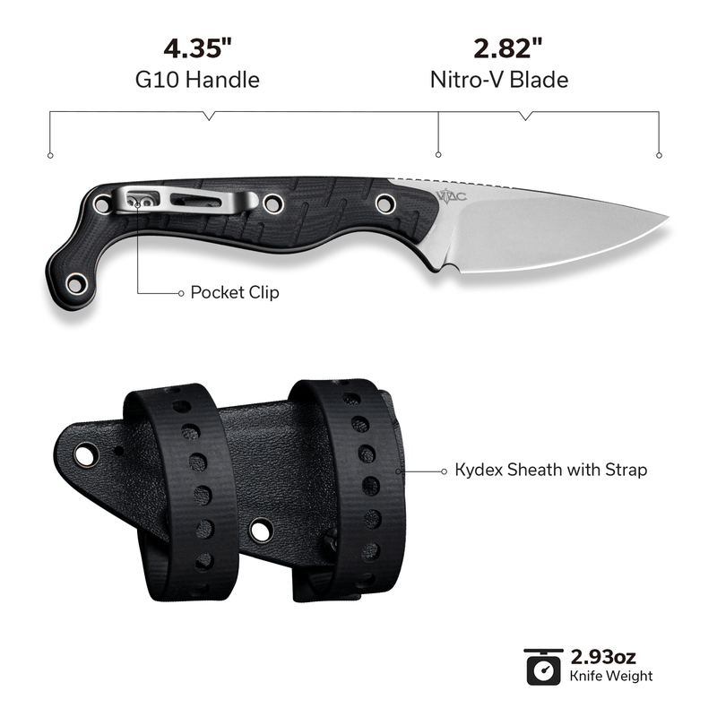 CIVIVI SŌKN Fixed Blade Knife G10 Handle (2.82" Nitro - V Blade) C22027 - 1