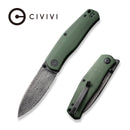 CIVIVI Sokoke Front Flipper & Thumb Stud Knife Micarta Handle (3.35" Damascus Blade) C22007 - DS2 - CIVIVI