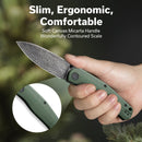 CIVIVI Sokoke Front Flipper & Thumb Stud Knife Micarta Handle (3.35" Damascus Blade) C22007 - DS2 - CIVIVI