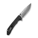 CIVIVI Spherion Flipper & Thumb Stud & Button Lock Knife Black G10 Handle (3.45" Damascus Blade) C25039 Sample1