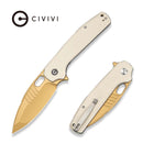 CIVIVI Spooky Flipper & Thumb Hole Knife Ivory Coarse G10 Handle (3.72" Desert Tan Stonewashed 14C28N Blade) C25022A Sample2 - CIVIVI
