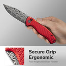 CIVIVI Stormhowl Flipper & Button Lock Knife Aluminum Handle (3.3" Damascus Blade) C23040B - DS1 - CIVIVI