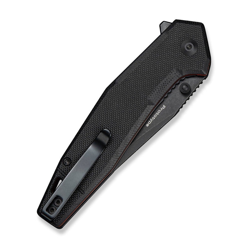 CIVIVI Stravion Flipper & Thumb Stud Knife Black & Orange G10 Handle (3.42" Black Stonewashed Nitro - V Blade) C25043 Sample1