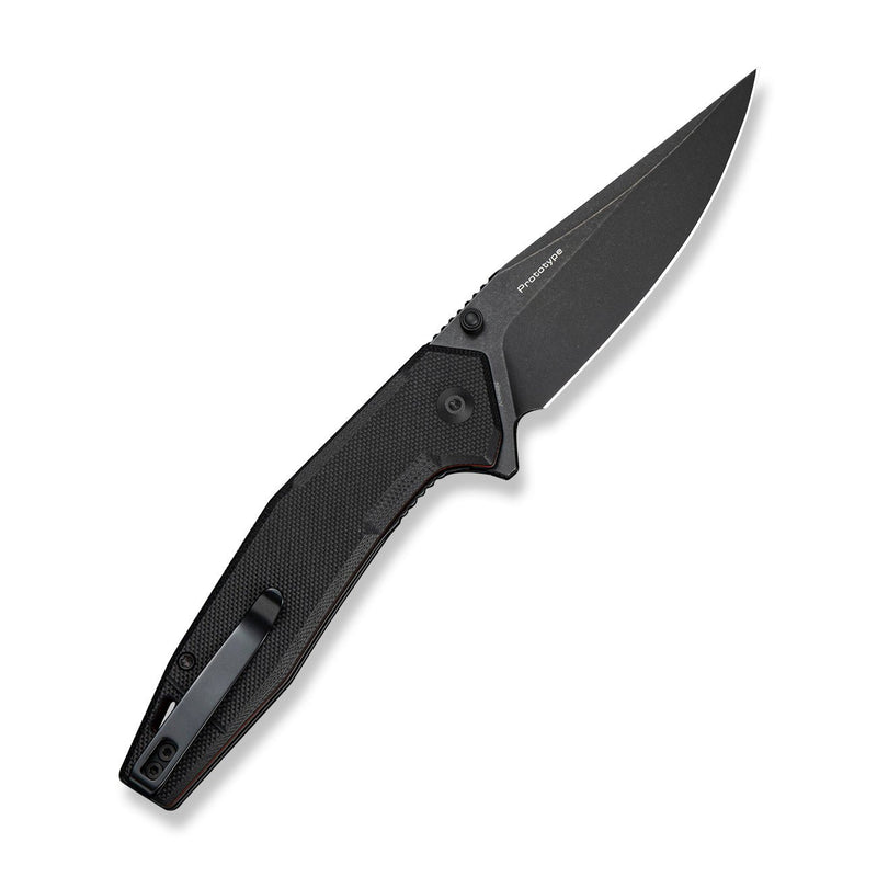 CIVIVI Stravion Flipper & Thumb Stud Knife Black & Orange G10 Handle (3.42" Black Stonewashed Nitro - V Blade) C25043 Sample1