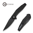 CIVIVI Stravion Flipper & Thumb Stud Knife Black & Orange G10 Handle (3.42" Black Stonewashed Nitro - V Blade) C25043 Sample1
