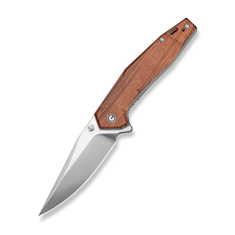 CIVIVI Stravion Flipper & Thumb Stud Knife Guibourtia Wood Handle (3.42" Satin Finished Nitro - V Blade) C25043 Sample2