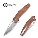 CIVIVI Stravion Flipper & Thumb Stud Knife Guibourtia Wood Handle (3.42" Satin Finished Nitro - V Blade) C25043 Sample2