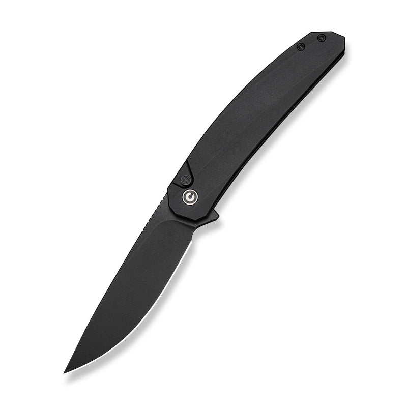 CIVIVI Sylvara Flipper & Button Lock Knife Black Aluminum Handle (3.66" Black Stonewashed Nitro - V Blade) C25024 Sample1