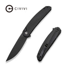 CIVIVI Sylvara Flipper & Button Lock Knife Black Aluminum Handle (3.66" Black Stonewashed Nitro - V Blade) C25024 Sample1