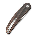 CIVIVI Sylvara Flipper & Button Lock Knife Black Hand Rubbed Copper Handle (3.66" Satin Finished Nitro - V Blade) C25024B Sample1