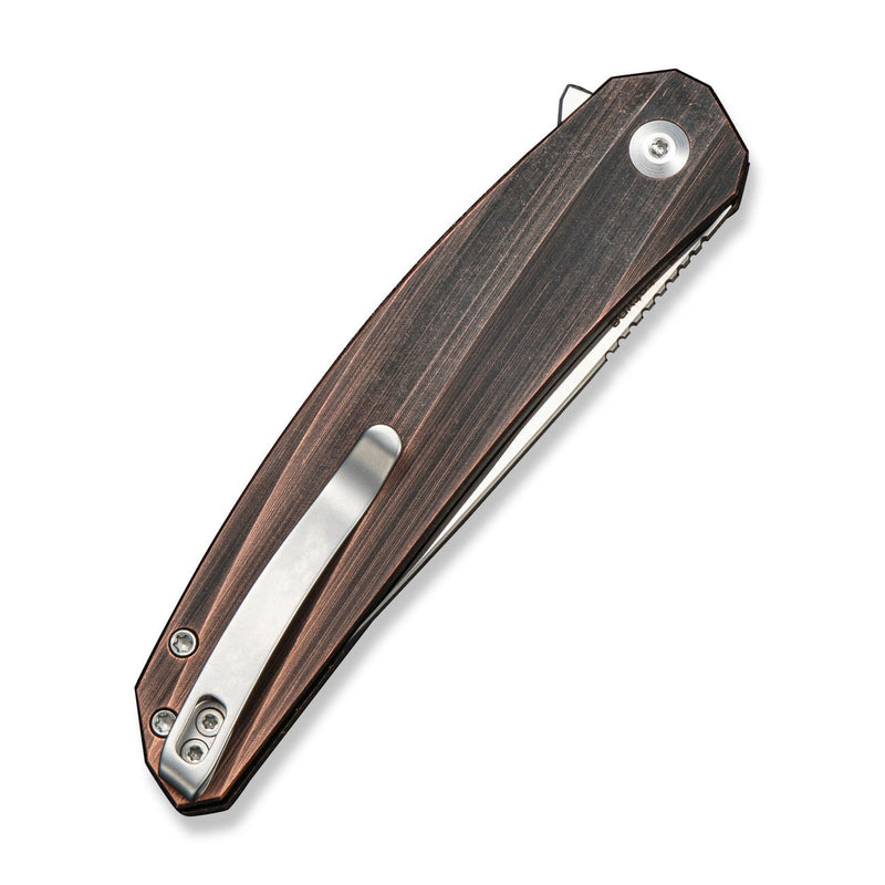 CIVIVI Sylvara Flipper & Button Lock Knife Black Hand Rubbed Copper Handle (3.66" Satin Finished Nitro - V Blade) C25024B Sample1