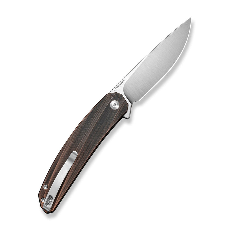 CIVIVI Sylvara Flipper & Button Lock Knife Black Hand Rubbed Copper Handle (3.66" Satin Finished Nitro - V Blade) C25024B Sample1